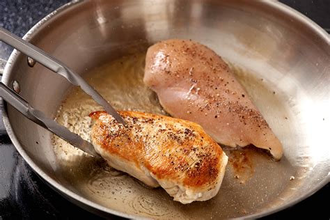 Dec 13, 2022 · 1 Heat the oven to 400° F (204° C). 2 Pat the chicken breasts dry and season generously with salt and pepper. 3 Heat oil in an oven-safe skillet over medium-high heat, and then carefully place chicken skin side down into the hot skillet. Cook without moving until skin is deep golden brown and crisp, about 6 minutes. 